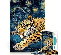 Jaguar Sleeping Under Starry Night Sky Jigsaw Puzzles 1000 Pieces for Teenagers Anxiety Relief Precise Connection Fun Hobby Fine Art (50x75cm)