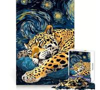 Jaguar Sleeping Under Starry Night Sky Jigsaw Puzzles for Adults1000 Pieces Reason Skill Fine Detail Happy Challenge Art Display (38x52cm)