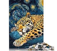 Jaguar Sleeping Under Starry Night Sky Puzzles 1000 Piece Puzzle Adult Jigsaw Puzzle Jigsaw Puzzles for Adults Educational Game Challenge Toy 1000pcs (75x50cm)