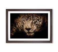 Jaguar Stalking Prey Framed Print | A2 Walnut Framed Wall Art | Ready to Hang | Modern Animal Picture | Living Room Bedroom Lounge Office