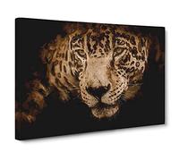 Jaguar Stalking Prey Modern Art Canvas Wall Art Print Ready to Hang, Framed Picture for Living Room Bedroom Home Office Décor, 20x14 Inch (50x35 cm)