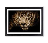Jaguar Stalking Prey Modern Art Framed Print | A3 Black Framed Wall Art | Ready to Hang | Modern Animal Picture | Living Room Bedroom Lounge Office