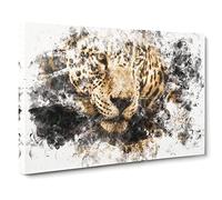 Jaguar Stalking Prey Watercolour Canvas Print | Gallery Wrapped 30mm Frame Wall Art | 20x14 inches | Ready to Hang | Modern Picture | Living Room Bedroom Lounge Office