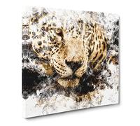 Jaguar Stalking Prey Watercolour Canvas Print | Gallery Wrapped 30mm Frame Wall Art | 20x20 inches | Ready to Hang | Modern Picture | Living Room Bedroom Lounge Office