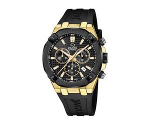 JAGUAR Swiss Made Men's Analog Watch in Black Rubber - Quartz Movement - Chronograph - Calendar - High Resistance Sapphire Crystal - Water Resistant 10 ATM J1014/1 Diplomatic