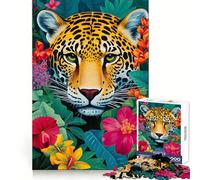 Jaguar Tropical Bloom 1000 Piece Jigsaw Puzzle for Teenagers Sharp Thinking Perfect Connection Fun Activity Xmas Surprise (50x75cm)