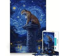 Jaguar Under Starry Night 1000 Pieces Jigsaws Adults Puzzles Mind Exercise Pastime Game Family Play Thoughtful Gift (38x26cm)