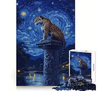 Jaguar Under Starry Night Jigsaw Puzzles for Teenagers 1000 Pieces Recall Boost Sharp Cut Real Challenge Wall Art (50x75cm)