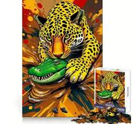 Jaguar Vs. Alligator Wildlife 1000 Pieces Puzzles for Teenagers Brain Teaser Real Thick Family Pastime Birthday Gift (38x26cm)