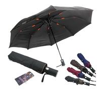 JAGUAR Windproof Folding Umbrella, Mini Pocket Umbrella with Automatic Opening, Travel Umbrella, Keep in the Car Always Ready to Use (Closed Size: Only 28.5cm), Black, 28,5 cm (chiuso)