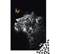 Jaguar with Butterfly 1000-Piece Puzzle for Adults, 38x26cm/1000pcs, A Relaxed Project for Colder Days; Low-dust Card Pieces for Tidy Sorting