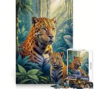 Jaguar with Cub in Forest Hard Jigsaw Puzzle for Adults 1000 Pieces Recall Boost Accurate Cut Real Challenge Home Art (50x75cm)