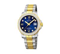 Jaguar Women's Swiss Quartz Watch - Model J893/2, Two-tone Stainless Steel, Blue Dial, Crystal Accents