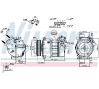 Nissens Air Conditioning Compressor 890617 R134a PAG46 for Jaguar XE XJ XF II E‑PACE