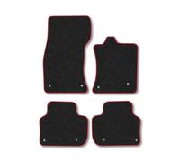 Jaguar XF (2015+) Premium Car Mats Accessories Tufted-Pile Carpet Red Trim Tailored Fit Non-Slip Accessory Floor Mats Compatible Full Front & Rear Set Full Coverage Hand-Finished with Clips