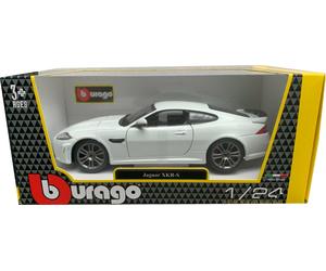 Jaguar XKR-S in white, 1:24 scale diecast car model from Bburago, 18-21063