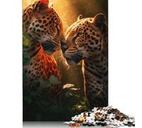 Jaguars Romantic Love Kiss Jigsaw Puzzles Puzzle for Adults Kids. 1000 Piece Whimsical Challenge Toy Educational Game Home Decoration for Educational Games Gifts 1000pcs (40x28cm)