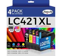 Jagute 4-Pack LC421XL Ink Cartridges Multipack Replacement for Brother LC421 LC421XL for Brother DCP-J1050DW DCP-J1140DW MFC-J1010DW DCP J1050 DCP J1140 MFC J1010 (Black/Cyan/Magenta/Yellow)