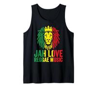 Jah Love Reggae Music Lion Crown Rasta Colors Graphic Art Tank Top