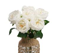 JaHe Artisan 6pcs Real Touch Fake Austin Flowers, 17'' Single Stem Artificial Austin Roses Peonies Latex Flower for Home Office Party Desk Decor, Floral Arrangement, Table Centerpieces