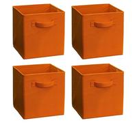 JaHECOME Set of 4 Fabric Storage Boxes Orange Foldable Cube Storage Bins Organizer Basket with Handles for Drawers Shelves in Bedroom, Nursery Office, Playroom (ORANGE)