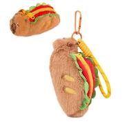 JAHEMU Capybara Hamburger-shaped Coin Bag Keyring Water Pig Plush Purse Pendant Cute Animal Figure Purse Plush Toy Keychain Birthday Gift for Boys & Girls