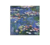 JAHER Claude Monet Paintings - (Water Lilies - 2) Poster Wall Art Scroll Canvas Painting Picture Living Room Decor Home 24x24inch(60x60cm)