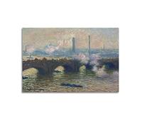 JAHER Claude Monet Paintings - (Waterloo Bridge,Gray Day，1903) Poster Canvas Art And Wall Art Picture Print Modern Family Bedroom Decors 16x24inch(40x60cm)