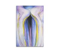 JAHER Georgia O'Keeffe Paintings Artworks- (Gray Lines with Black, Blue, And Yellow) Posters Canvas Wall Art Prints Gifts Photo Picture Paintings Room Decor Home Decorative 24x36inch(60x90cm)