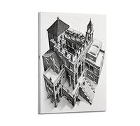 JAHER M.C. Escher Paintings Artworks - (Ascending And Descending) Posters Cool Artworks Painting Wall Art Canvas Prints Hanging Picture Home Decors Gift Idea 12x18inch(30x45cm)
