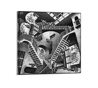JAHER M.C. Escher Paintings Artworks - (Stairs) Posters Picture Print Canvas Wall Paint Arts Decor Modern Home Artworks Gift Idea 24x24inch(60x60cm)