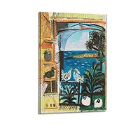 JAHER Pablo Picasso Paintings - (Studio - Pigeons) Poster Artworks Picture Print Wall Art Painting Canvas Gift Decor Homes Decorative 08x12inch(20x30cm)