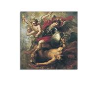 JAHER Peter Paul Rubens Paintings - (Saint Michael Expelling Lucifer,1622) Poster Artworks Canvas Room Aesthetic Wall Art Prints Home Modern Decor Gifts 28x28inch(70x70cm)