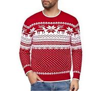 Jahetuul Christmas Jumpers for Men Crew Neck Xmas Jumper Novelty Snowflake Reindeer Knitted Sweater Fun Festive Pullover Knitwear