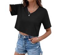 Jahetuul Womens Summer Tops Short Sleeve V Neck T-Shirts UK Ladies Basic Plain Top Casual Loose Fit Pullover Tunic Tee