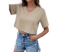 Jahetuul Womens Summer Tops Short Sleeve V Neck T-Shirts UK Ladies Basic Plain Top Casual Loose Fit Pullover Tunic Tee