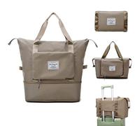 Jahomieo Large Capacity Foldable Travel Bag, Expandable Waterproof Carry on Bag, Dry and Wet Separation Spor Duffel Bags, Brown, L, Travel