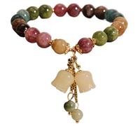 Jahreszeit Crystal Bracelet for Women Gift Handmade Red & Green Bead Handmade Lily of the Valley - Stress Relieve Botanical Style with Artificial Carve - Exquisite Packaged Bracelet