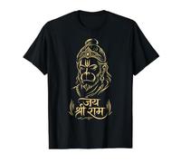 Jai Shree Ram Hanuman Hindu God Faith Devotional Gift Value Graphic T-Shirt, Men, Black, L