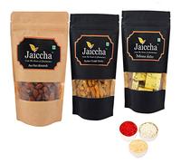 Jaiccha Ghasitaram Bhaidooj Gifts - Best of 3 MEWA Bites Pouch, Butter Chakli Sticks Pouch and Peri Peri Almonds Pouch
