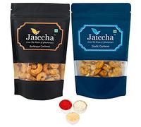 Jaiccha Ghasitaram Bhaidooj Gifts - Pack of 2 Garlic, Barbeque Cashews Pouches Small 200 GMS
