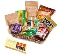 Jaiccha Ghasitaram Brown Cane Like Basket Hamper of 20 Goodies with Chocolate Box|Gift for Diwali,Holi,Rakhi,Valentine,Christmas,Birthday,Anniversary,Her,Him|