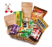Jaiccha Ghasitaram Brown Cane Like Basket Hamper of 20 Goodies with Teddy|Gift for Diwali,Holi,Rakhi,Valentine,Christmas,Birthday,Anniversary,Her,Him|