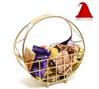 Jaiccha Ghasitaram Christmas Gifts Half Moon Metal Basket of Bites, Chikki and Cookies