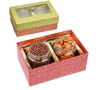 Jaiccha Ghasitaram Dryfruits Hamper- box with 2 Jars of Almonds and Choco Coated Rice Crispies |Gift for Diwali,Holi,Rakhi,Valentine,Christmas,Birthday,Anniversary,Her,Him|