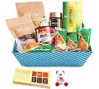 Jaiccha Ghasitaram Perfect Tea/ Coffee Time Basket Hamper with Teddy and Chocolate Box|Gift for Diwali,Holi,Rakhi,Valentine,Christmas,Birthday,Anniversary,Her,Him|