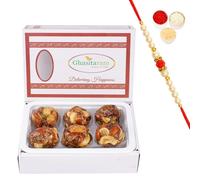 Jaiccha Ghasitaram Rakhi Gifts for Brothers Dryfruit Laddoo with no Added Sugar 6 pcs with Beads Rakhi