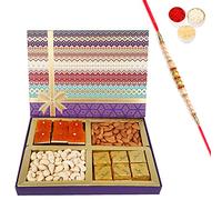 Jaiccha Ghasitaram Rakhi Gifts for Brothers Fruit n Nut Dryfruit Box with Mango and MEWA Bites 500 GMS with Pearl Rakhi