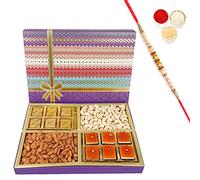 Jaiccha Ghasitaram Rakhi Gifts for Brothers Fruit n Nut Dryfruit Box with Mango and MEWA Bites 700 GMS with Pearl Rakhi