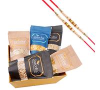 Jaiccha Ghasitaram Rakhi Gifts for Brothers Perfect Basket of Healthy Namkeens with 2 Pearl Rakhis